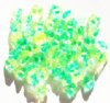 50 8mm Transparent Yellow & Green Button Flower Beads